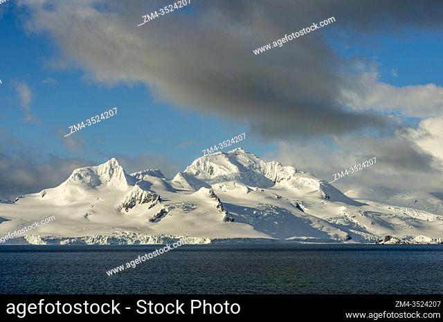 View of Livingston Island with clouds from Yankee Harbor in the South Shetland Islands off the coast of Antarctica
