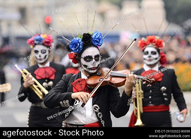 October 29, 2022, Mexico City, Mexico: Participants take part during the Great Day of the Dead Parade “Mexico: The navel of the moon” one of the most...