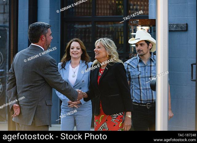 Nashville, Tennessee - June 22nd, 2021: First Lady Dr. Jill Biden, singer-songwriter Brad Paisely and Kimberly Williams-Paisley meeting Jeremy Crain during a...
