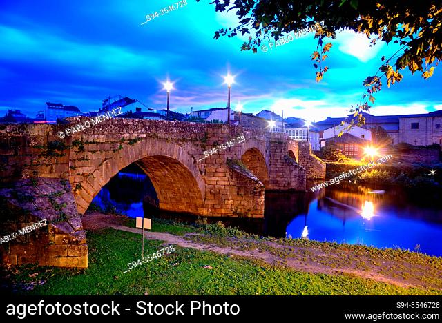 Stone bridge in Monforte de Lemos, Lugo, Spain