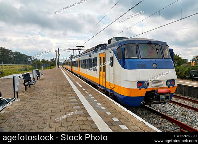 Passanger train at a station at Hoek Van Holland Strand before it was connected to the Rotterdam metro network