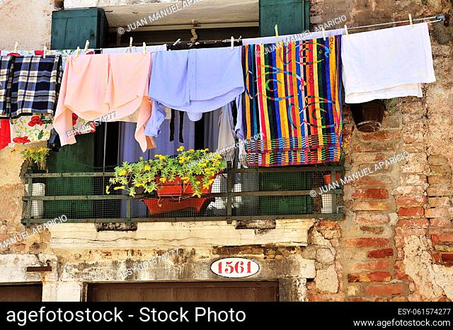 Clothesline in the city of Venice