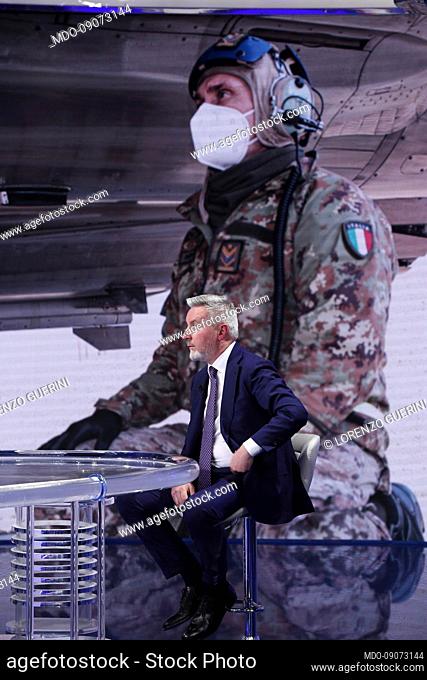 Defense Minister Lorenzo Guerini guest of the TV show Porta a Porta. Rome (Italy), March 1st, 2022