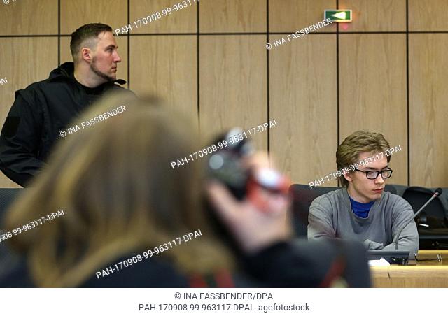 The defendant Marcel H. during the first day of his trial at the district court in Bochum, Germany, 8 September 2017. The 19 year old allegedly killed his...