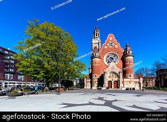 Malmo, Sweden - April 20, 2019: Exterior view of St. John's Church at Triangeln Station