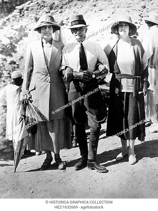 Visitors to the Tomb of Tutankhamun, Valley of the Kings, Egypt, 1923. Left to right: Lady Somerleyton, Colonel Watson Pasha and the Hon Lady Alexander