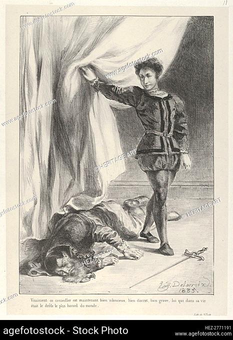 Hamlet and the Corpse of Polonius, 1835., 1835. Creator: Eugene Delacroix