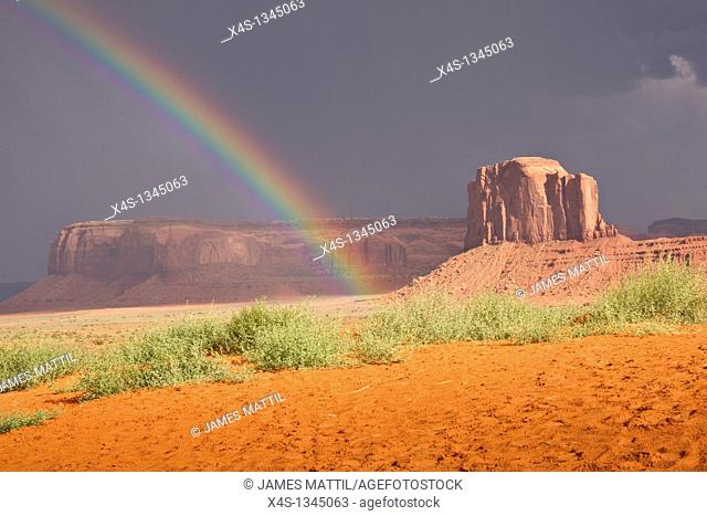 Rainbow's end in Monument Valley, Navajo Nation, USA