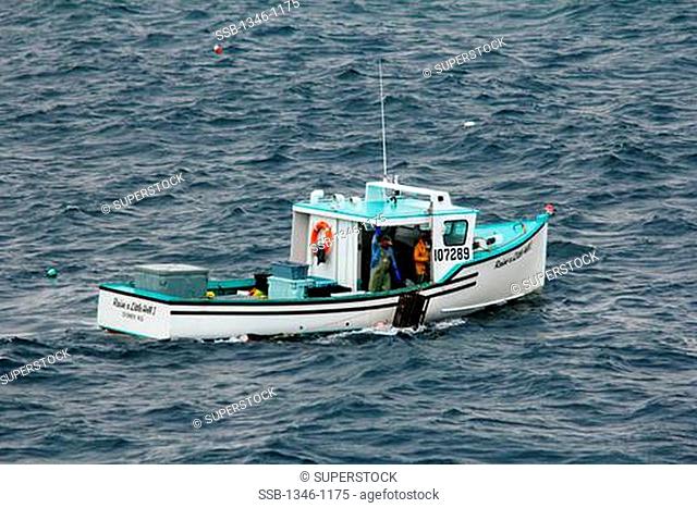 Fishing boat in the ocean, Cape Breton Highlands National Park, Cape Breton Island, Nova Scotia, Canada