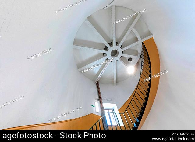 England, Dorset, Weymouth, Portland Bill, Portland Bill Lighthouse, Interior View of Circular Staircase
