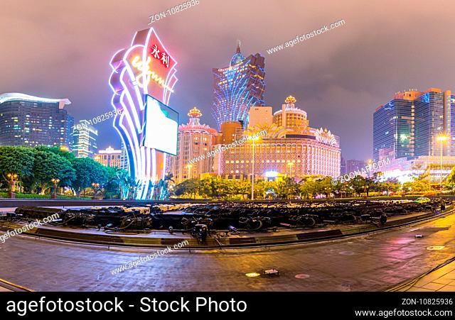 Macau, China - November 9, 2016: Buildings of Macau Casino on November 9, 2016, Gambling tourism is Macau's biggest source of revenue
