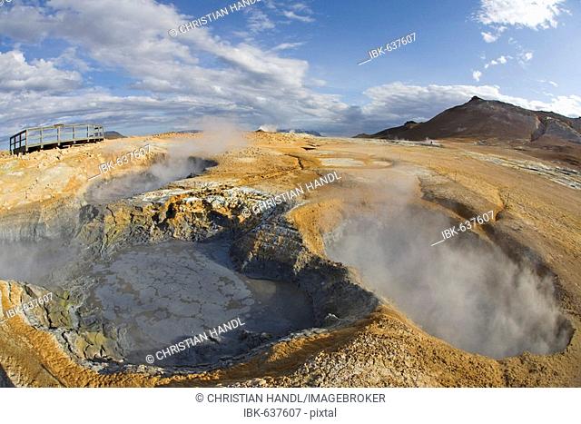 Boiling, bubbling mud, Hveraroend geothermal region at the foot of Mt. Námafjall, Myvatn, northern Iceland, Iceland, Atlantic Ocean