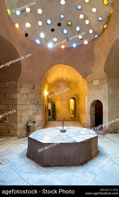 Interior of historical traditional bathhouse (Hamam Inal), Medieval Cairo, Egypt