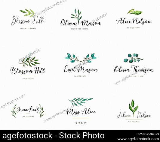 Elegant logos set, Wedding monograms, hand drawn elegant, delicate collection