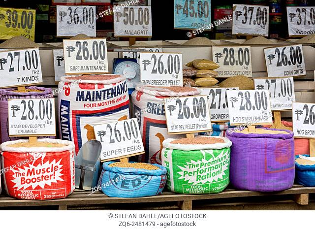 Sale of Grain on a Market in Puerto Princesa, Palawan, Philippines