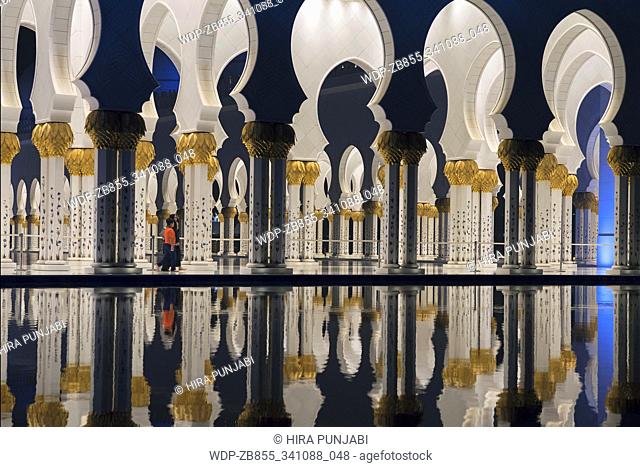 Interior of Sheikh Zayed Grand Mosque is located in Abu Dhabi, UAE