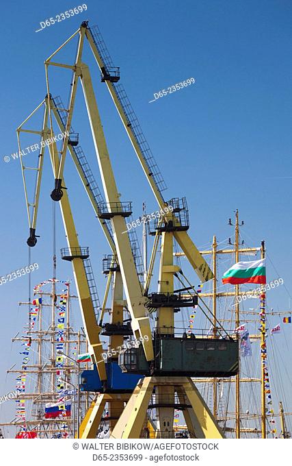Romania, Black Sea Coast, Constanta, Constanta Port, cargo cranes