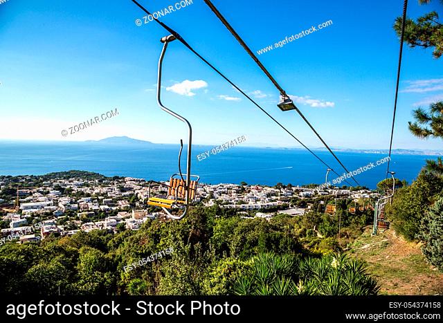 Cableway at capri island on a beautiful summer day in Italy