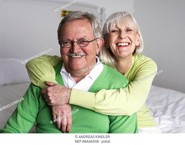 Portrait of an elderly smiling scandinavian couple, Sweden