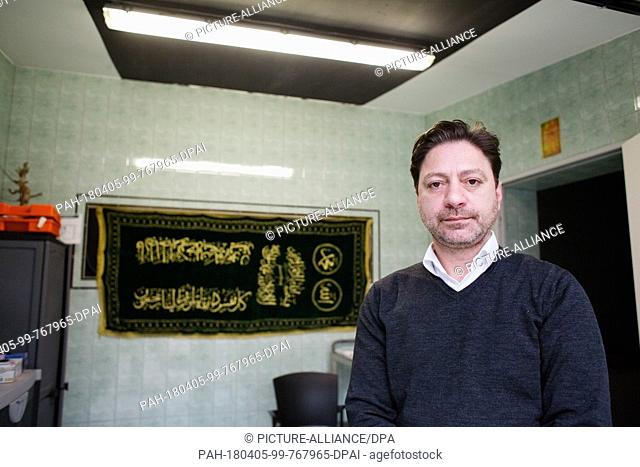 15 March 2018, Germany, Berlin: Isikali Karayel, owner of Markaz Islamic Funerals, stands in the area outside the washroom of his service in the district of...