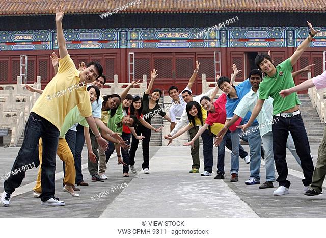 People From Different Countries Being Together In The Forbidden City, Beijing, China