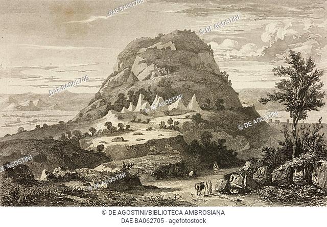 Mount Tabor, Israel, engraving by Lemaitre and Gaucherel from Palestine, Description Geographique, Historique et Archeologique by Salomon Munk (1803-1867)