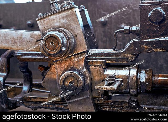 Steam locomotive detail with cranks and joints
