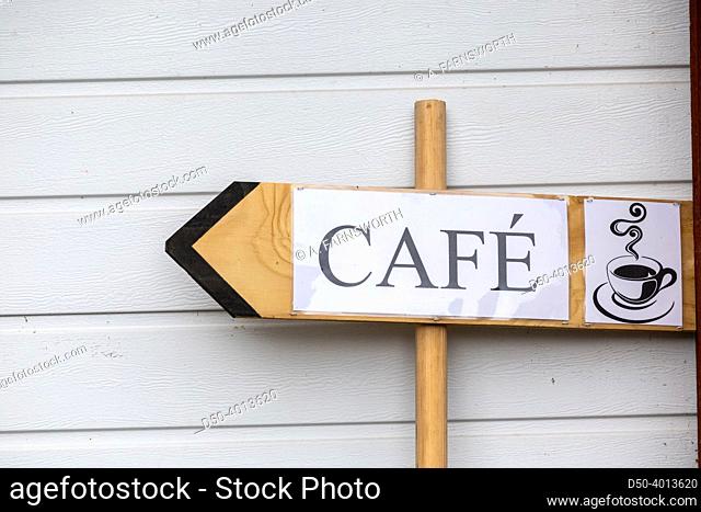 Skelleftea, Sweden A sign for a cafe