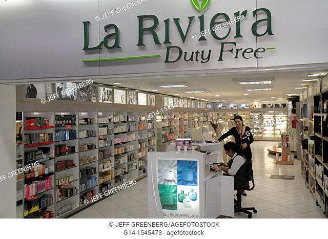 Nicaragua, Managua, Augusto C  Sandino Aeropuerto Internacional, International Airport, MGA, shopping, duty free, perfumes, Hispanic, woman, sales clerk