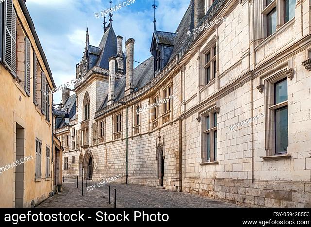Street with historical houses in Bourges, France