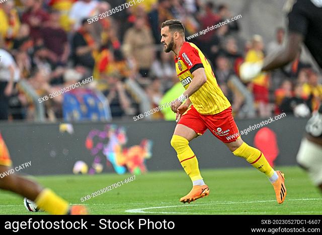 Jonathan Gradit (24) of RC Lens pictured during a soccer game between t Racing Club de Lens and AC Ajaccio, on the 37th matchday of the 2022-2023 Ligue 1 Uber...