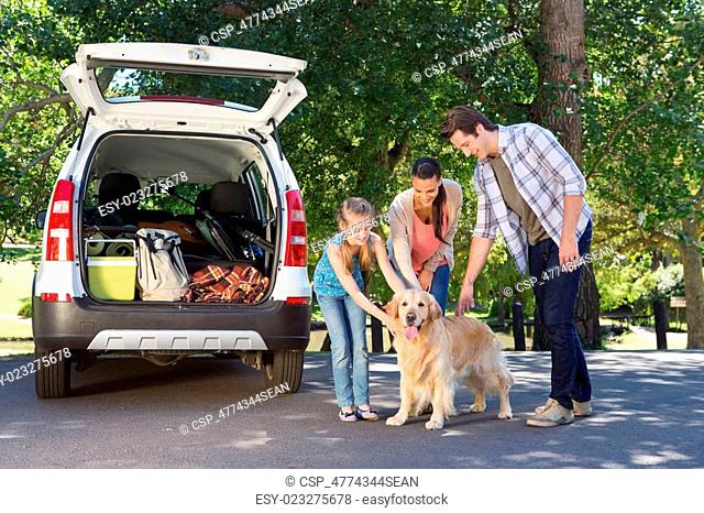 Family getting ready to go on road trip