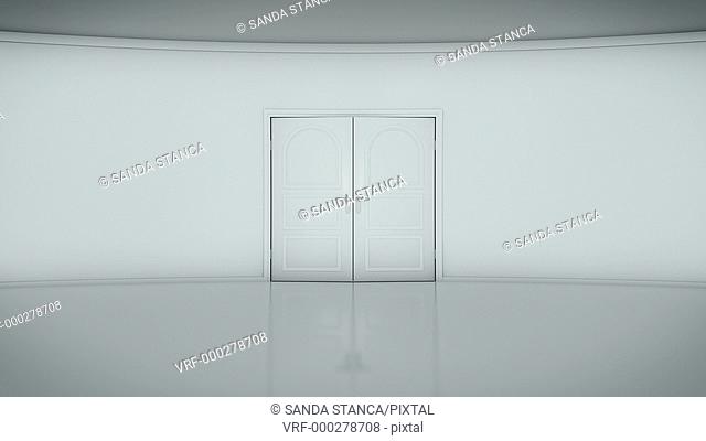 4K Door Opening with white background (alpha matte). You can replace background