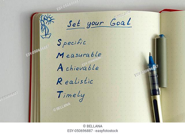 Goals for 2017 written in the organazer, smart goals