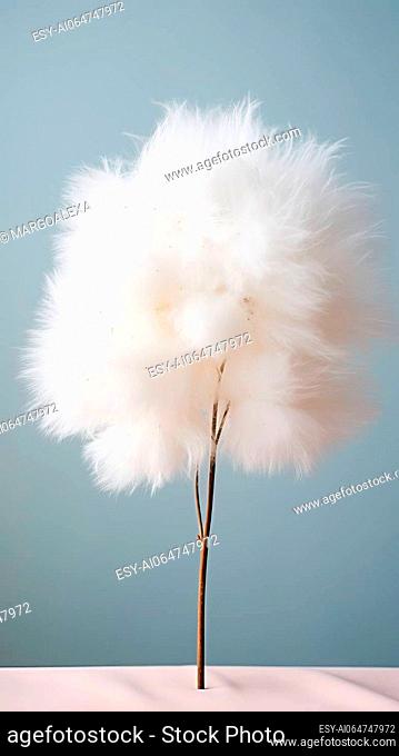 White cotton grass on a pastel background. abstract background.Generative AI