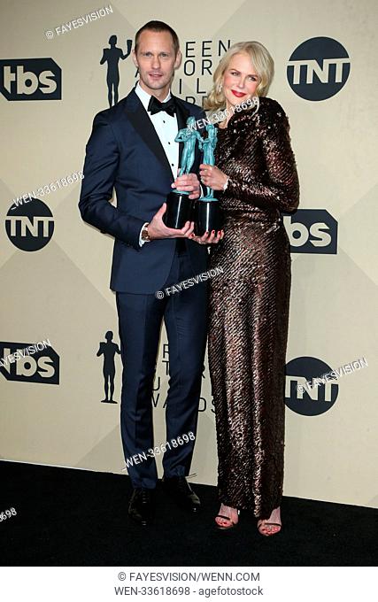 The 24th Annual Screen Actors Guild Awards at The Shrine Auditorium - Press Room Featuring: Alexander Skarsgard, Nicole Kidman Where: Los Angeles, California