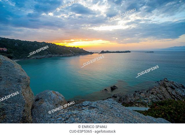 Sunset on the beach of Rena Bianca beach, Santa Teresa di Gallura, Sardinia, Italy, Europe
