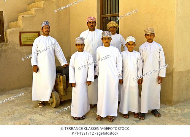 Omanian students at the Nizwa fort, Sultanate of Oman