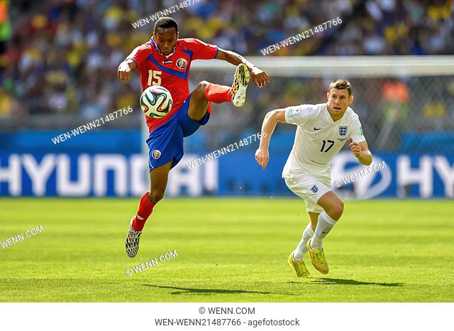 2014 FIFA World Cup - Group D, England v Costa Rica, held at Estadio Mineirao Featuring: Junior Diaz, James Milner Where: Belo Horizonte