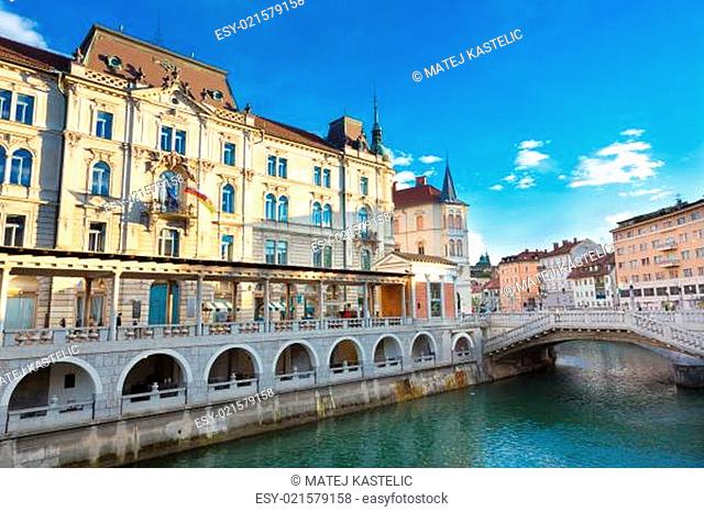 Triple bridge, Ljubljana, Slovenia, Europe