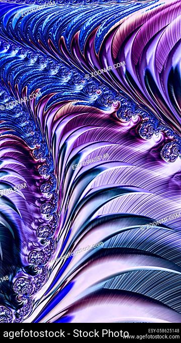 Abstract fractal background - computer-generated image. Digital art: stripes, curves and spirals. Light backdrop for creative design projects