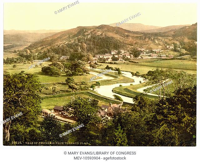 Vale of Festiniog from Terrace Plas, Festiniog i.e. Ffestiniog, Wales. Date between ca. 1890 and ca. 1900