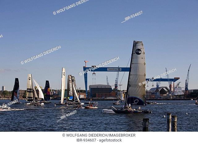 HDW shipyard, Catamarans, iShares Cup 2008, Kiel, Schleswig-Holstein, Germany, Europe