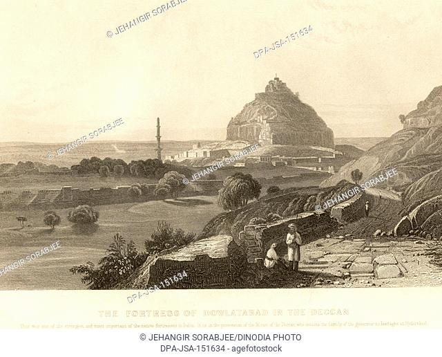 The fortress of Daulatabad in the deccan in the possession of the nizam ; Maharashtra ; India