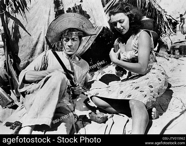 Adoniron Barbosa, Neusa Veras, on-set of the Brazilian Film, The Ninth Bullet, Original Title: O Cangaceiro, Vera Cruz Studios, Columbia Pictures, 1953