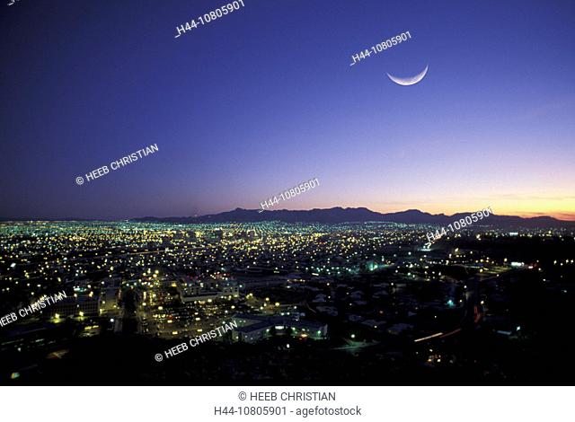Texas, USA, America, United States, overview, city, lights, moon, night, El Paso, Ciudad Juarez