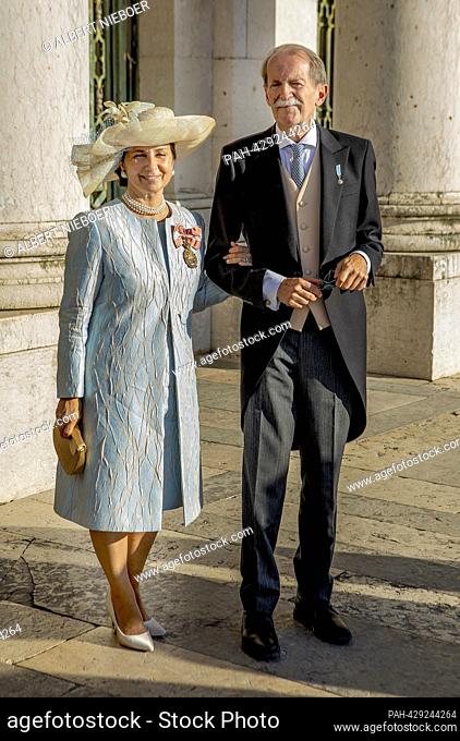 H.R.H. Dom Duarte, Duke of Braganza and H.R.H. Lady Dona Isabel de Braganza leave at the Basílica Palacio de Mafra, on October 07, 2023