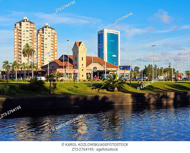 Argentina, Buenos Aires Province, Tigre, View of the Rio Tigre and the Railroad Station