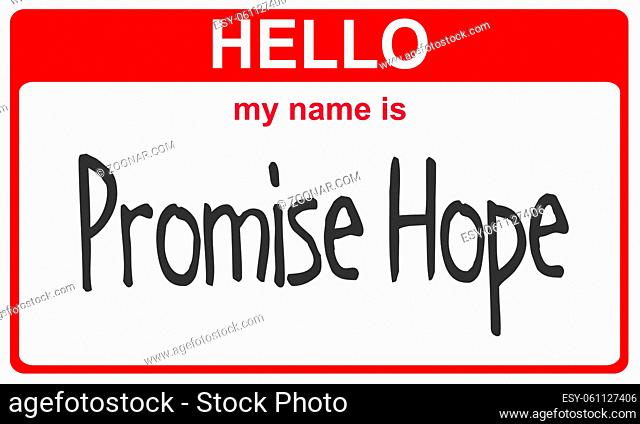 hello my name is promise hope red sticker