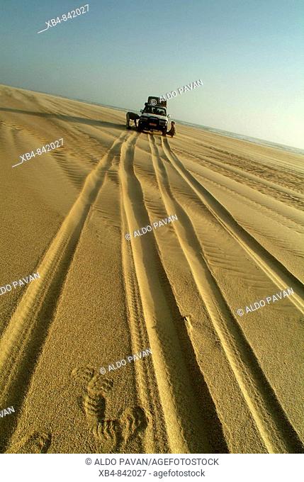 Foz do Cunene (Cunene river's mouth), driving on the sand near the Atlantic ocean, Parque do Iona, Namibe province, Angola